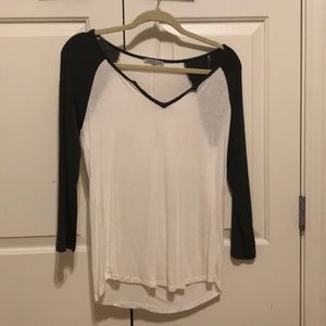 Olive and white Baseball tee